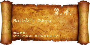 Mallár Adony névjegykártya